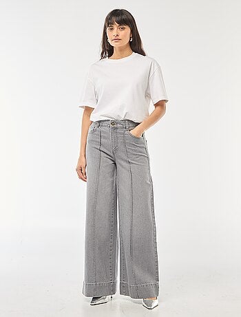 Vaquero corte wide leg con 5 bolsillos