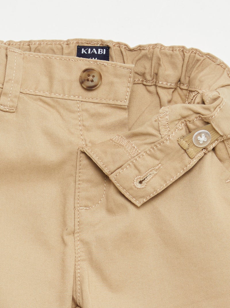 Vaquero corto chino con cintura ajustable Marrón - Kiabi