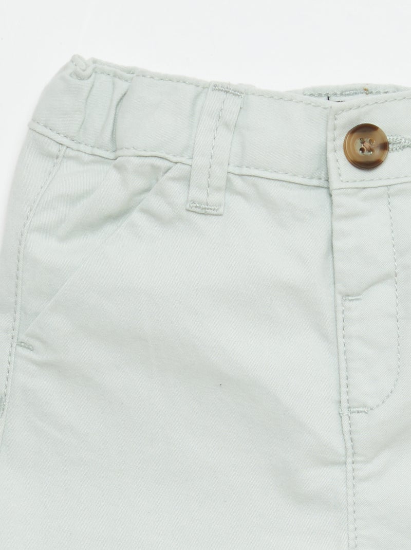 Vaquero corto chino con cintura ajustable Verde claro - Kiabi