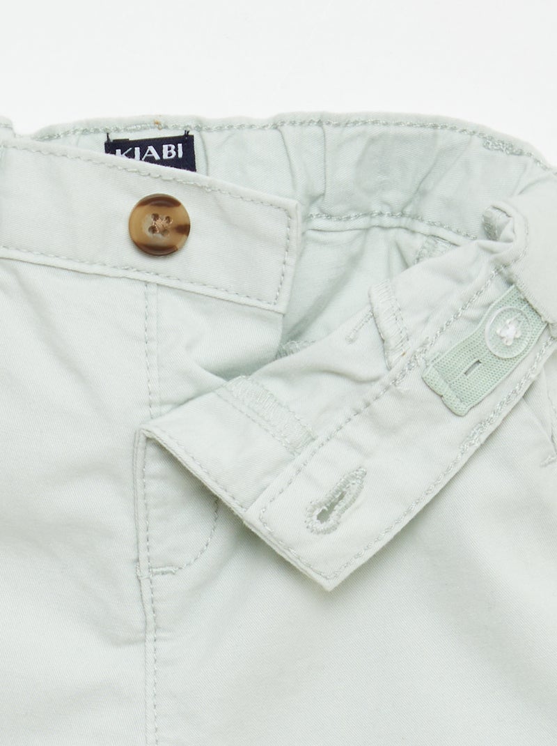 Vaquero corto chino con cintura ajustable Verde claro - Kiabi