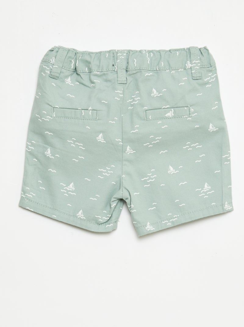 Vaquero corto chino con cintura ajustable Verde - Kiabi