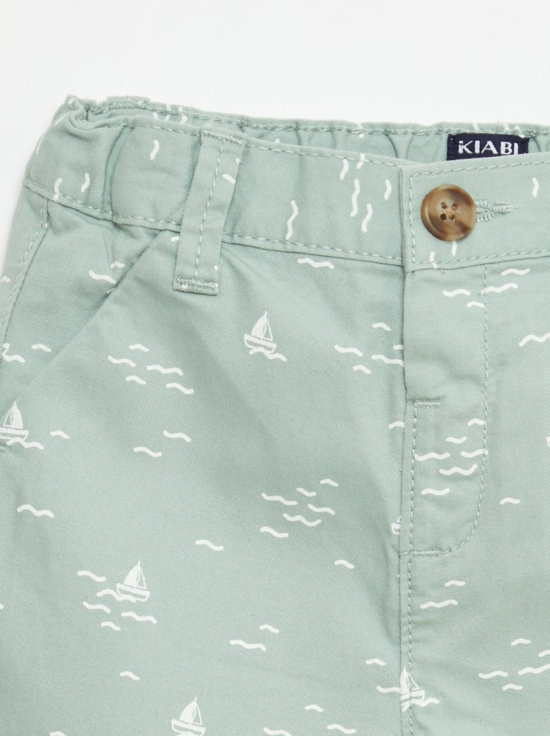 Vaquero corto chino con cintura ajustable Verde - Kiabi