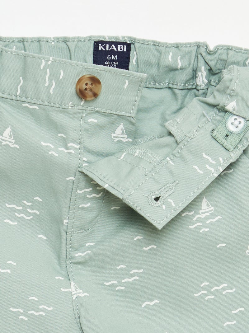 Vaquero corto chino con cintura ajustable Verde - Kiabi