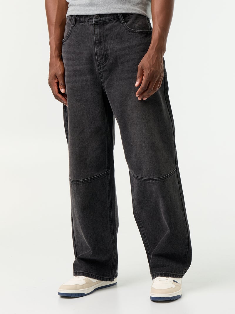 Vaquero de corte ancho / Loose fit de 5 bolsillos Negro - Kiabi