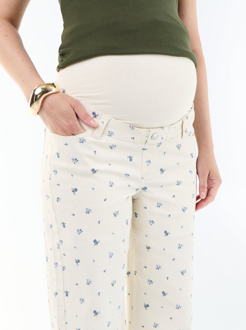 Vaquero de maternidad de corte wide leg Blanco - Kiabi