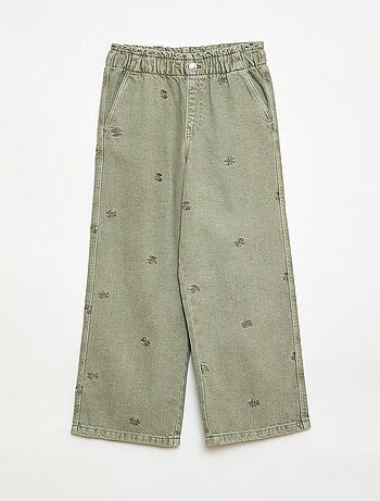 Vaquero de pierna ancha con motivo bordado