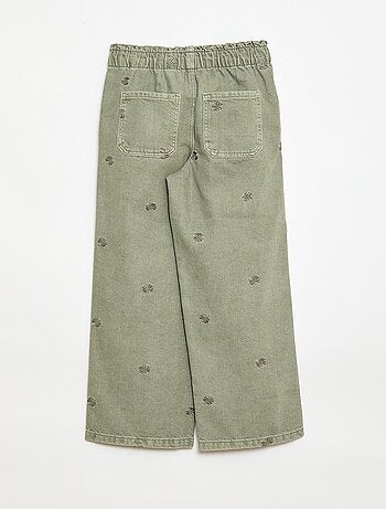 Vaquero de pierna ancha con motivo bordado