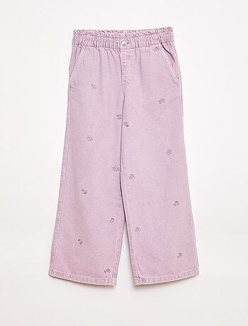 Vaquero de pierna ancha con motivo bordado