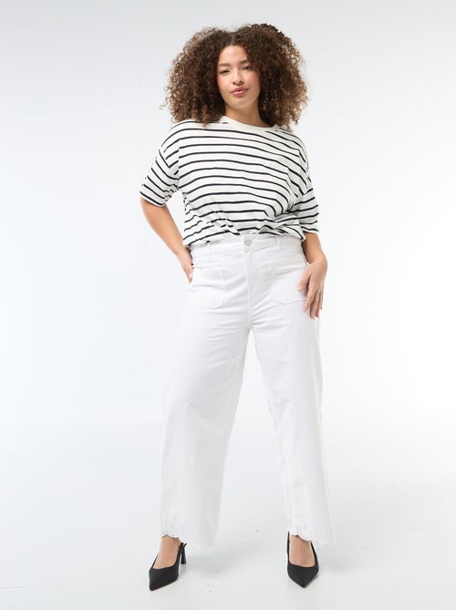 Vaquero de pierna ancha y tiro alto con bolsillos de parche delanteros y traseros - Kiabi