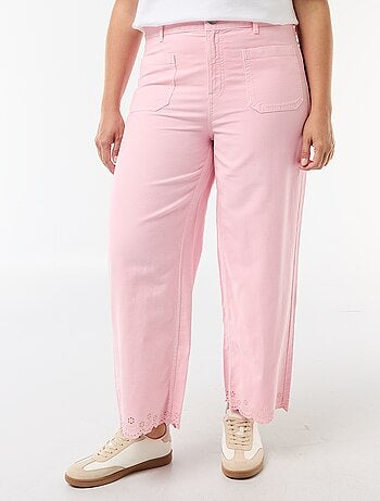 Vaquero de pierna ancha y tiro alto con bolsillos de parche delanteros y traseros