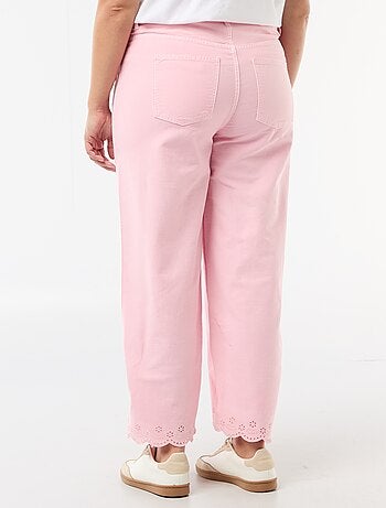 Vaquero de pierna ancha y tiro alto con bolsillos de parche delanteros y traseros