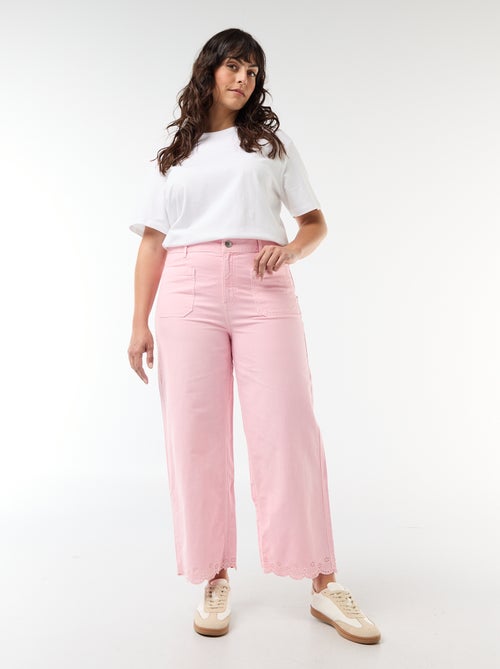 Vaquero de pierna ancha y tiro alto con bolsillos de parche delanteros y traseros - Kiabi