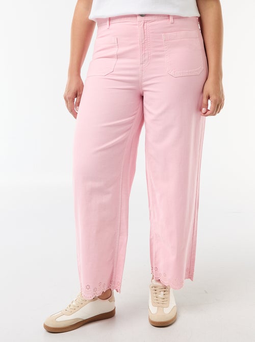 Vaquero de pierna ancha y tiro alto con bolsillos de parche delanteros y traseros - Kiabi