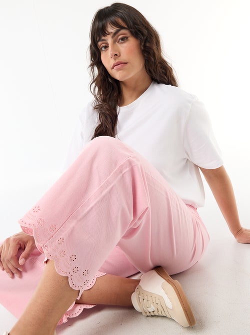 Vaquero de pierna ancha y tiro alto con bolsillos de parche delanteros y traseros - Kiabi