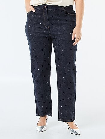 Vaquero de talle alto con strass