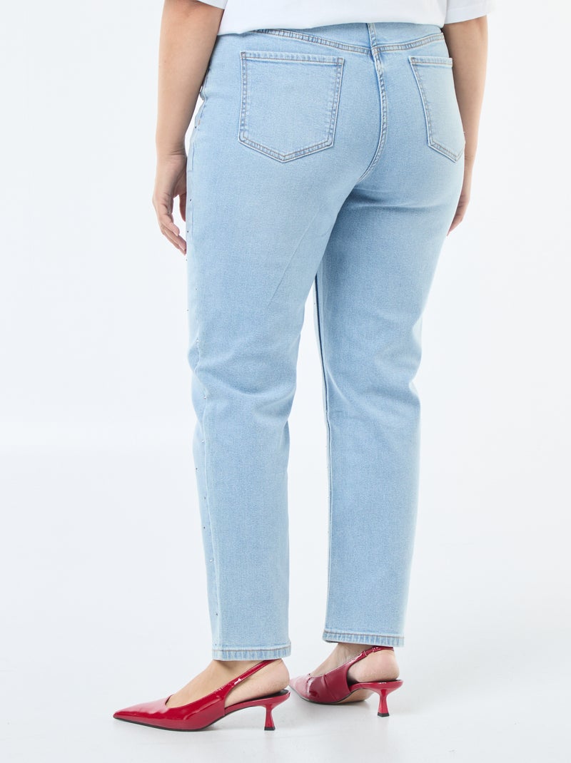 Vaquero de talle alto con strass Azul - Kiabi