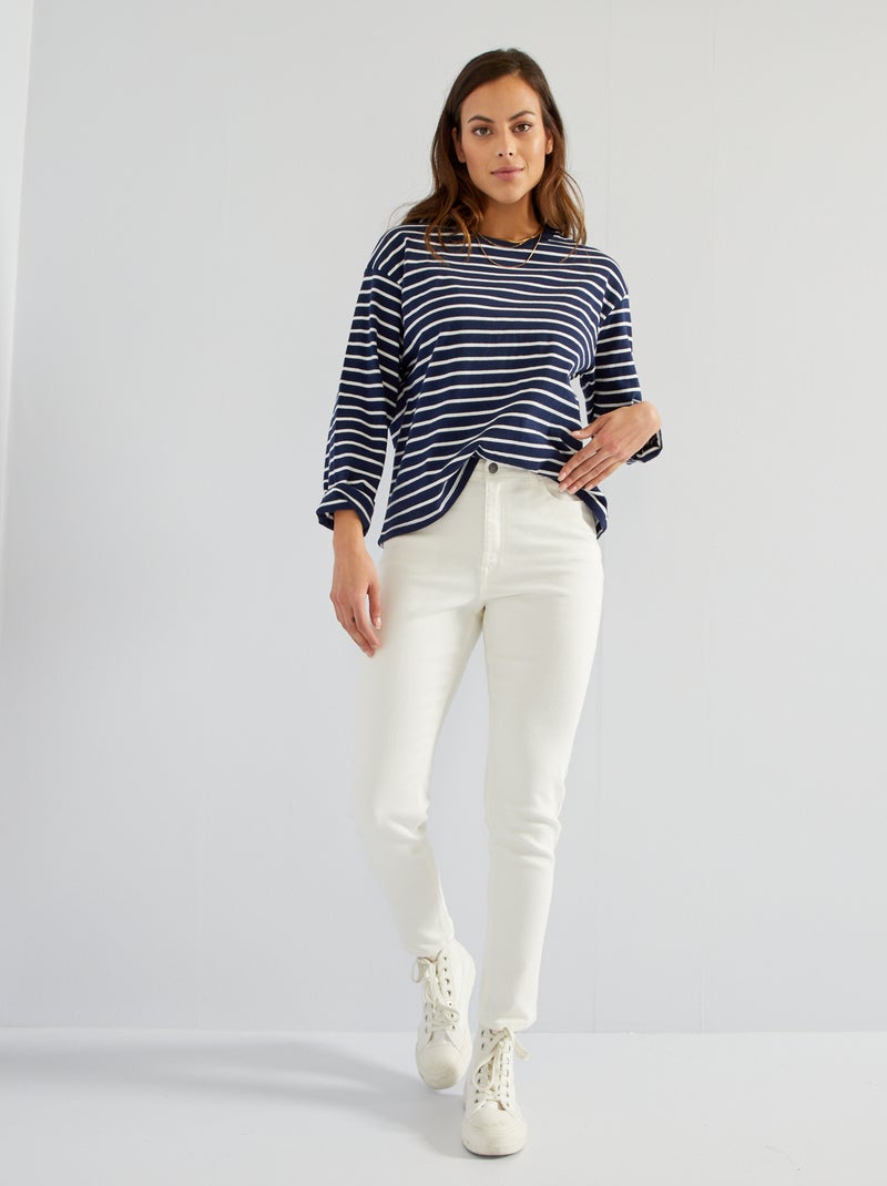 Vaquero de talle alto slim - 28L BLANCO - Kiabi