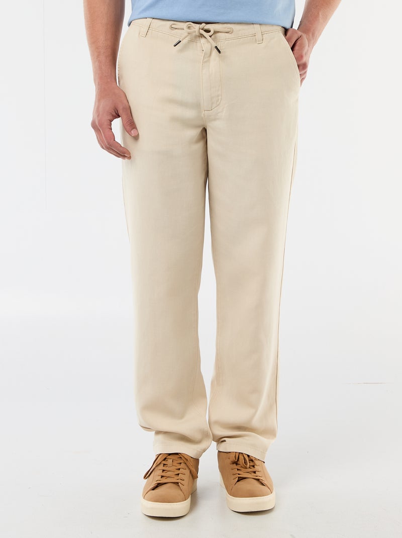 Vaquero liso en material ligero y suave Beige - Kiabi