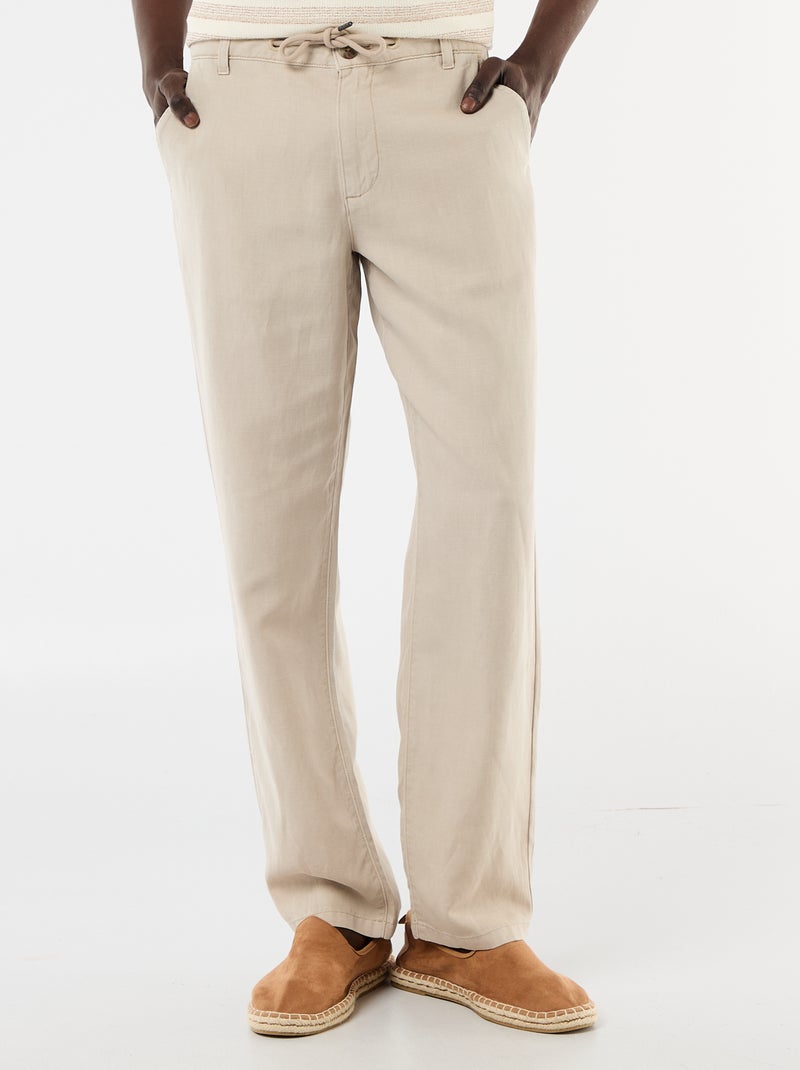 Vaquero liso en material ligero y suave Beige - Kiabi