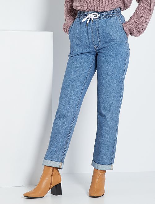 Vaquero mom con cintura elástica - AZUL - Kiabi - 18.00€