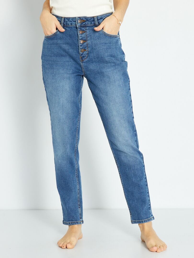 Vaquero mom con talle muy alto - L34 AZUL - Kiabi