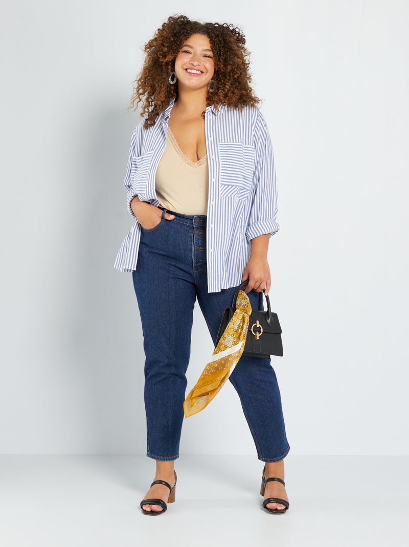 Vaquero mom de talle alto con bolsillos - L32 AZUL - Kiabi