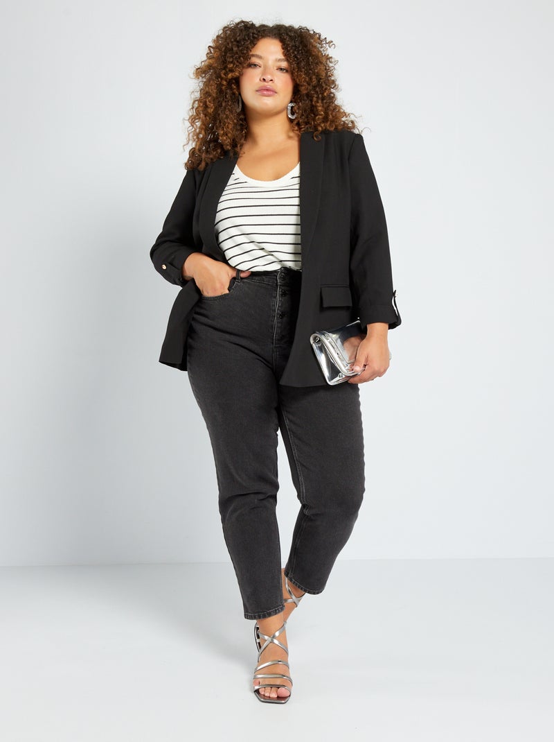 Vaquero mom de talle alto con bolsillos - L32 NEGRO - Kiabi