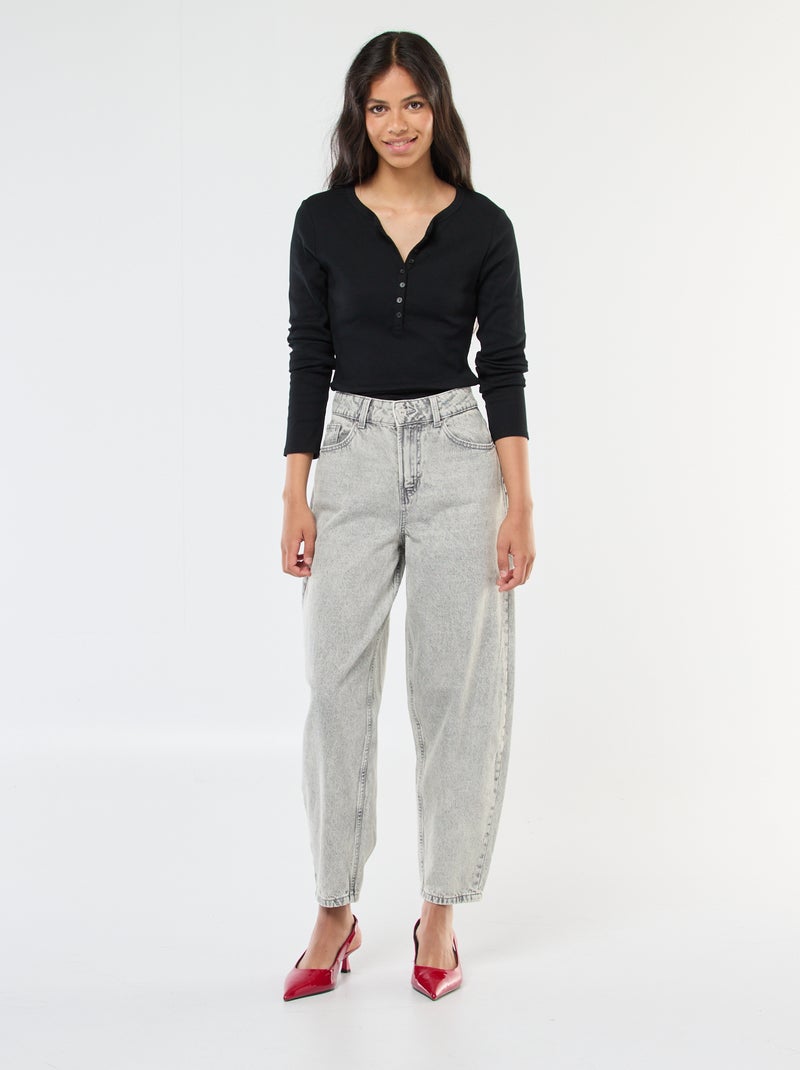 Vaquero mom de talle alto Gris - Kiabi