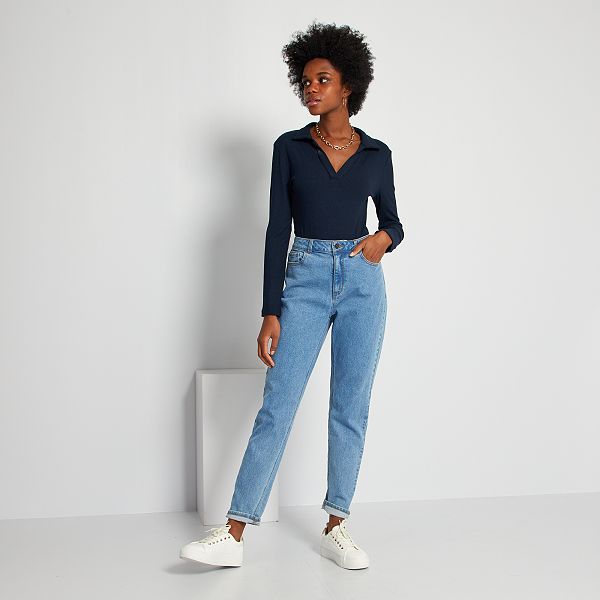 Vaquero mom de talle alto L28 Mujer talla 34 a 48 - AZUL - Kiabi - 15,00€