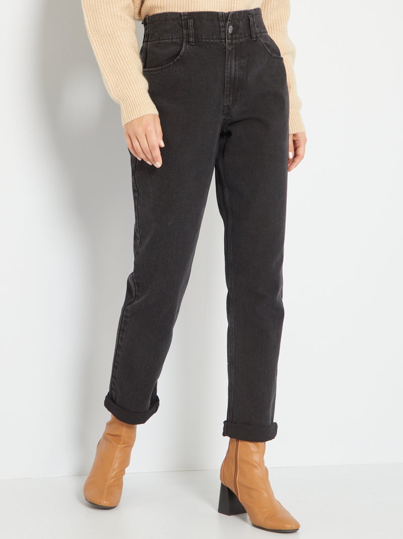 Vaquero negro corte paperbag NEGRO - Kiabi