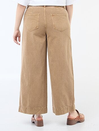 Vaquero palazzo de sarga de talle alto