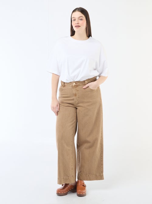 Vaquero palazzo de sarga de talle alto - Kiabi