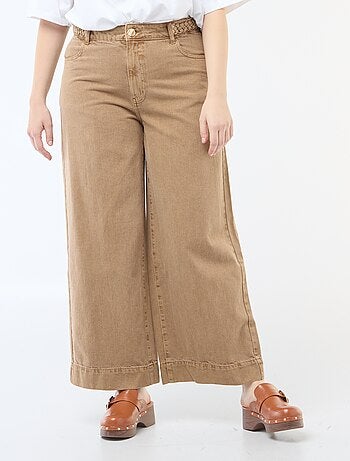 Jean palazzo de twill de talle alta