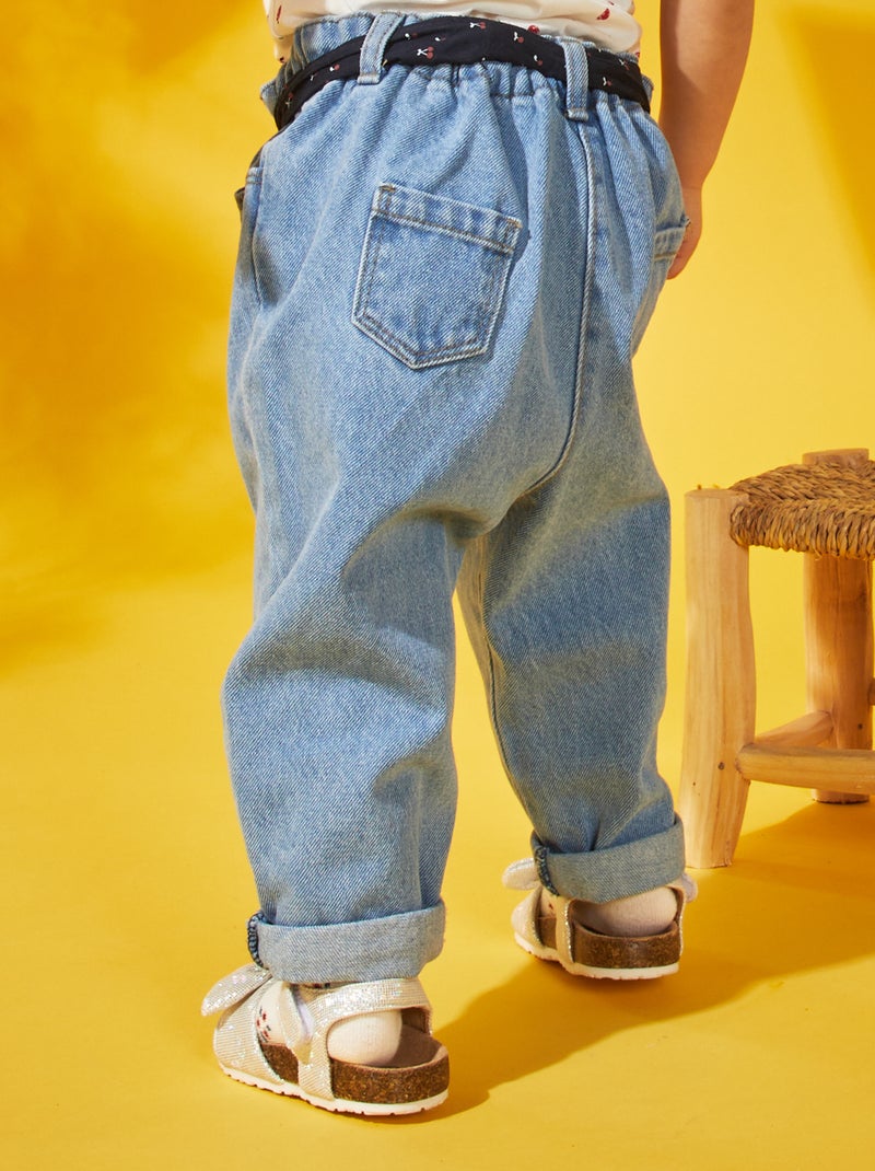 Vaquero paper bag con cinturón de tela AZUL - Kiabi