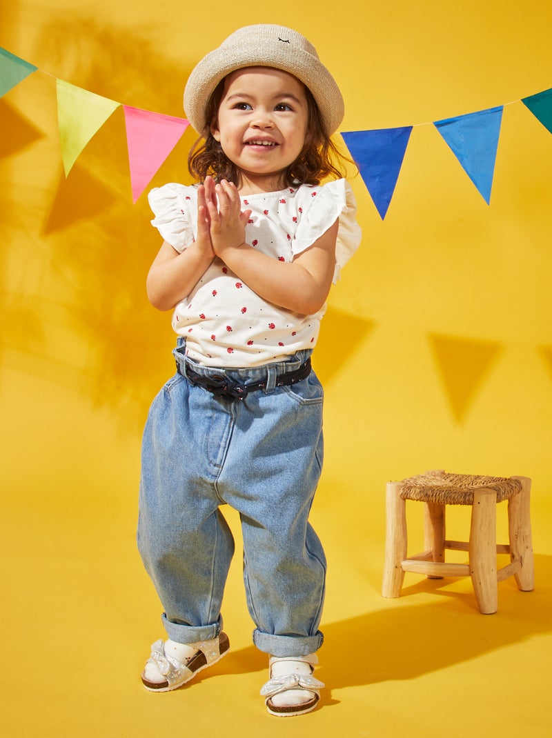 Vaquero paper bag con cinturón de tela AZUL - Kiabi