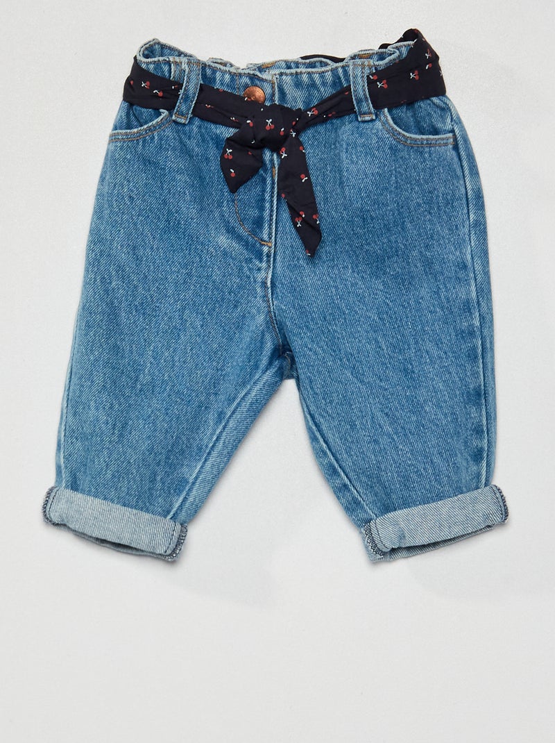 Vaquero paper bag con cinturón de tela AZUL - Kiabi