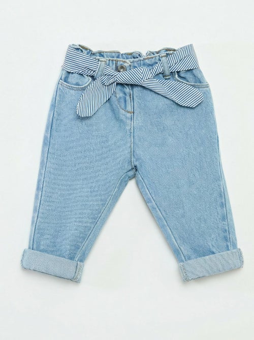 Vaquero paperbag + cinturón con motivo - Kiabi