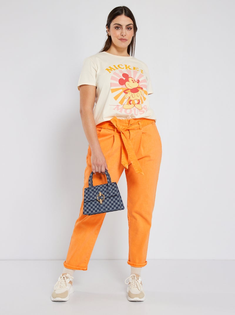 Vaquero paperbag con cinturón naranja albaricoque - Kiabi