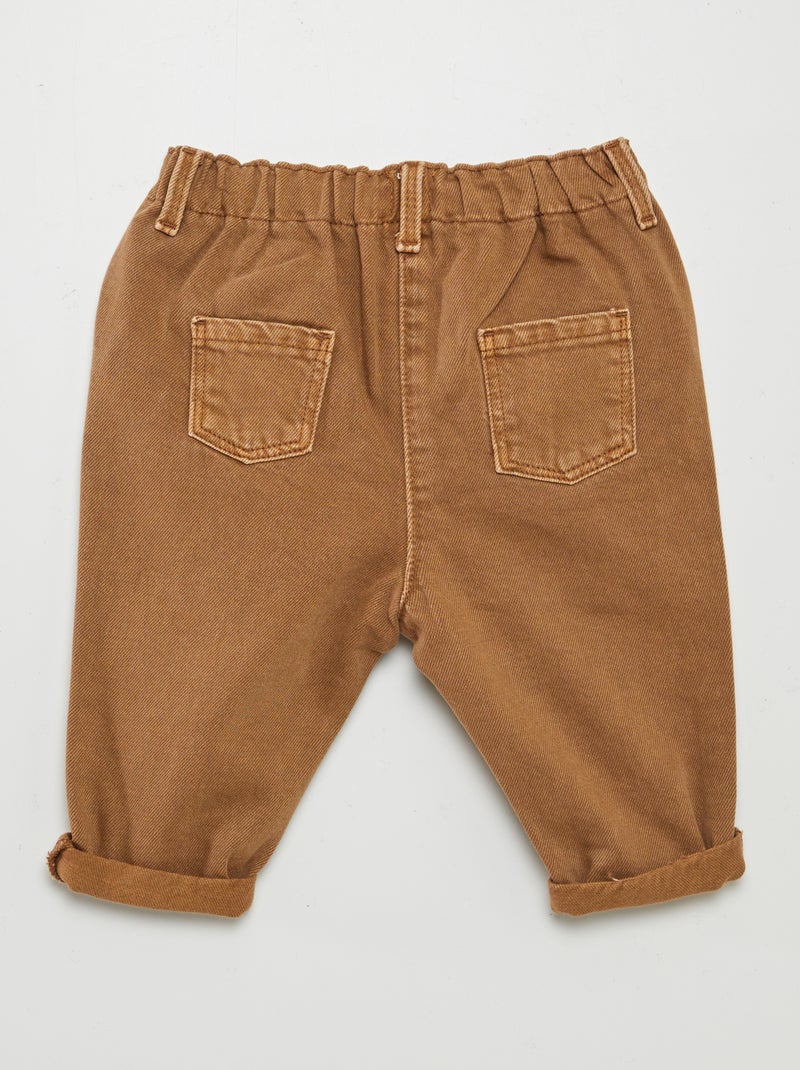 Vaquero paperbag de canalé con vuelta BEIGE - Kiabi