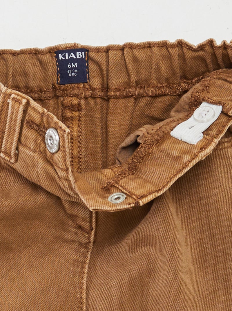 Vaquero paperbag de canalé con vuelta BEIGE - Kiabi