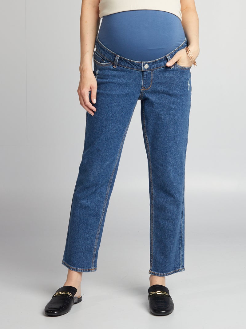 Vaquero premamá de corte recto con banda AZUL - Kiabi