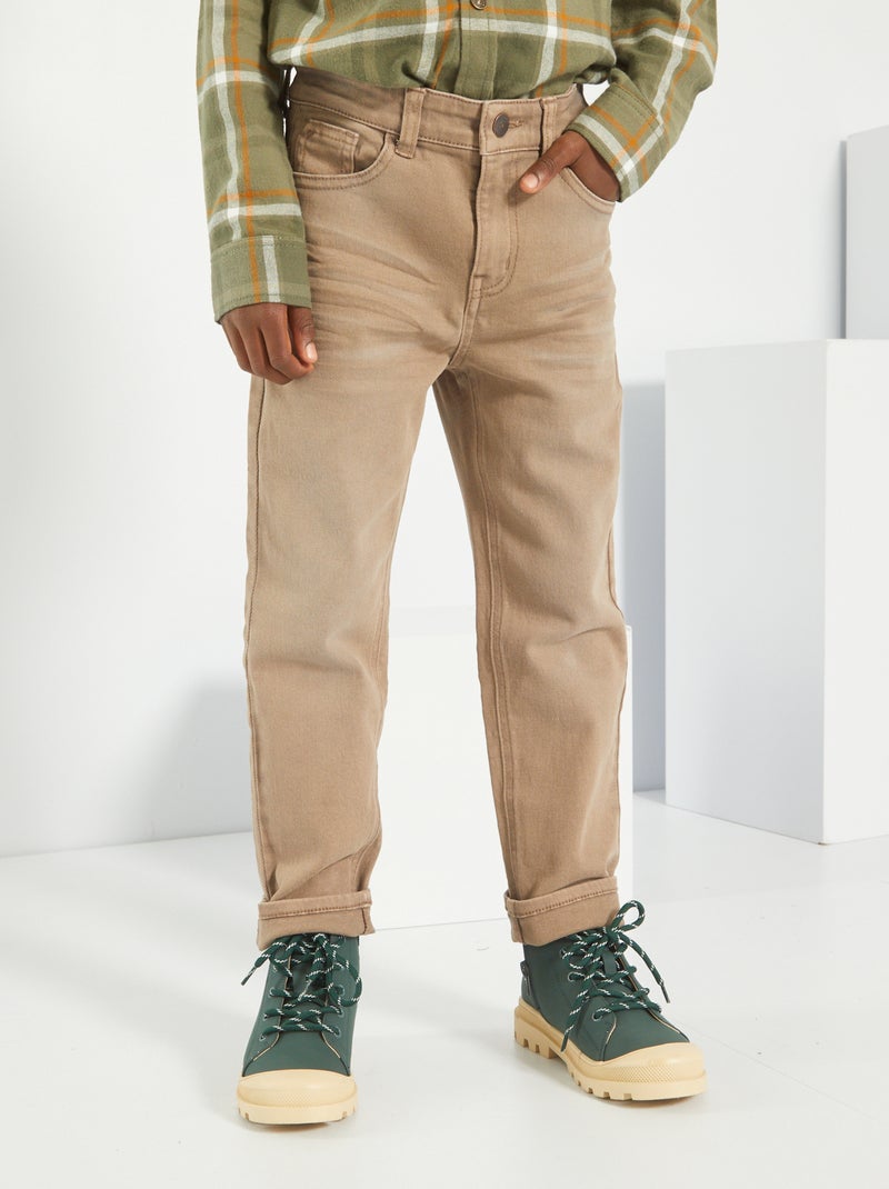 Vaquero recto con 5 bolsillos gris beige - Kiabi