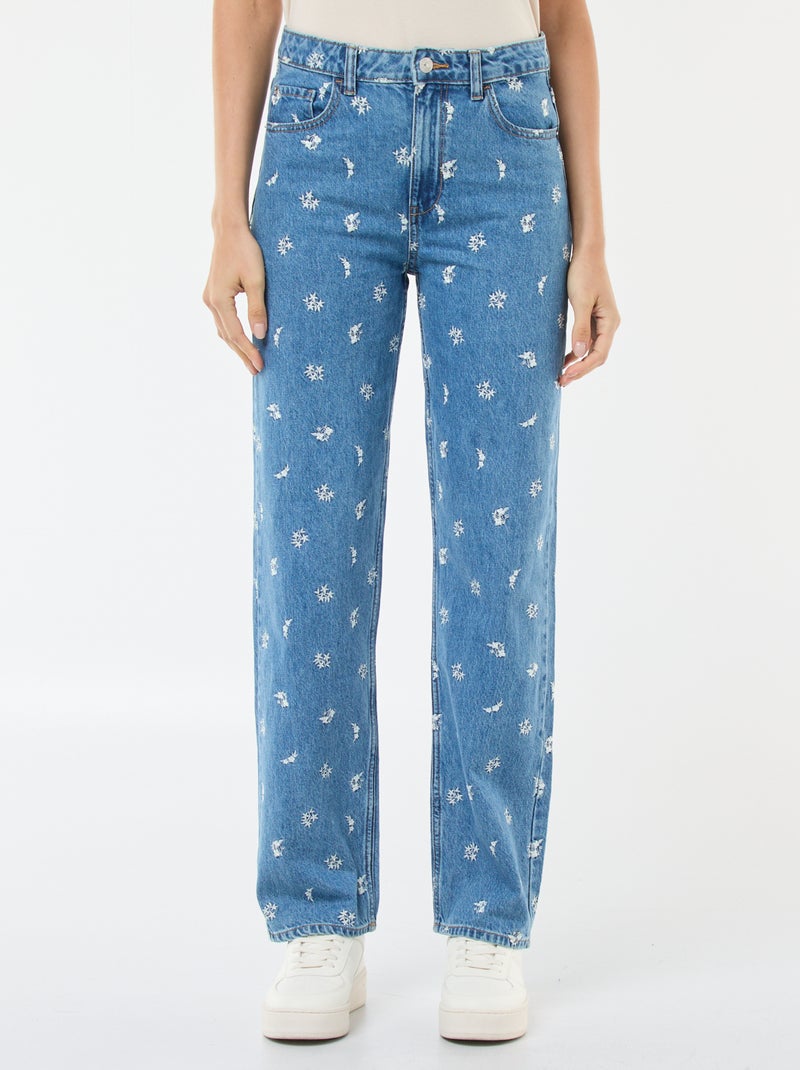 Vaquero regular bordado Azul - Kiabi