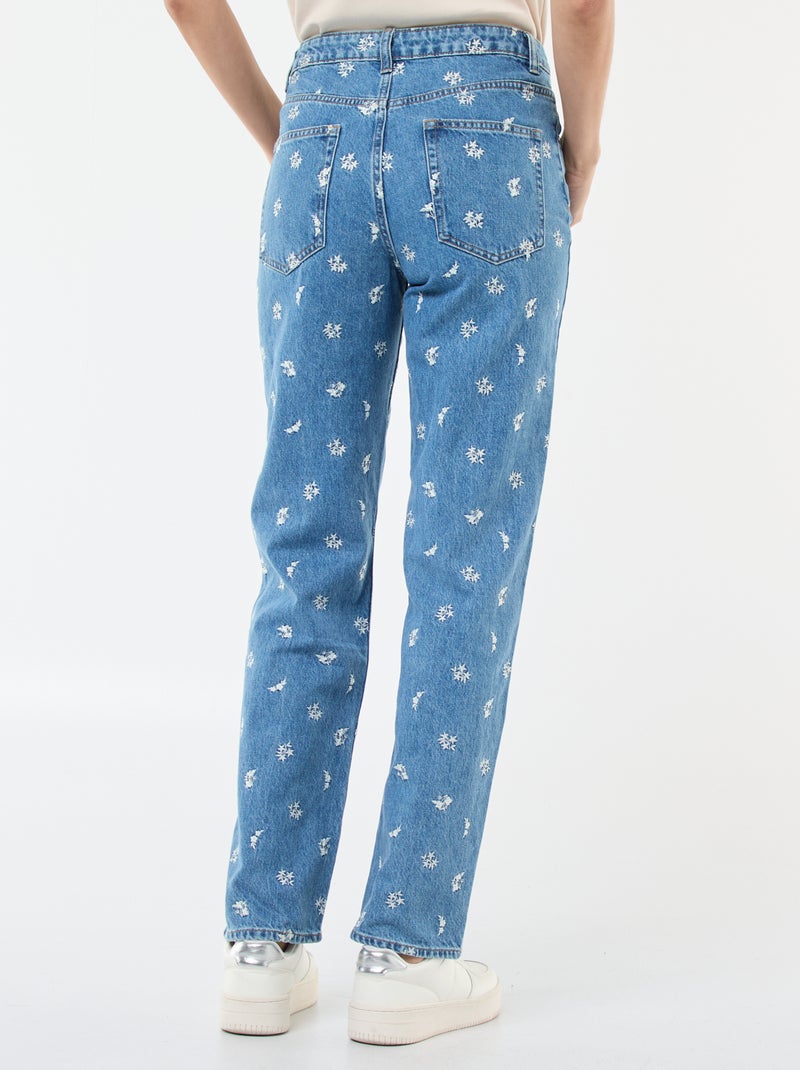 Vaquero regular bordado Azul - Kiabi