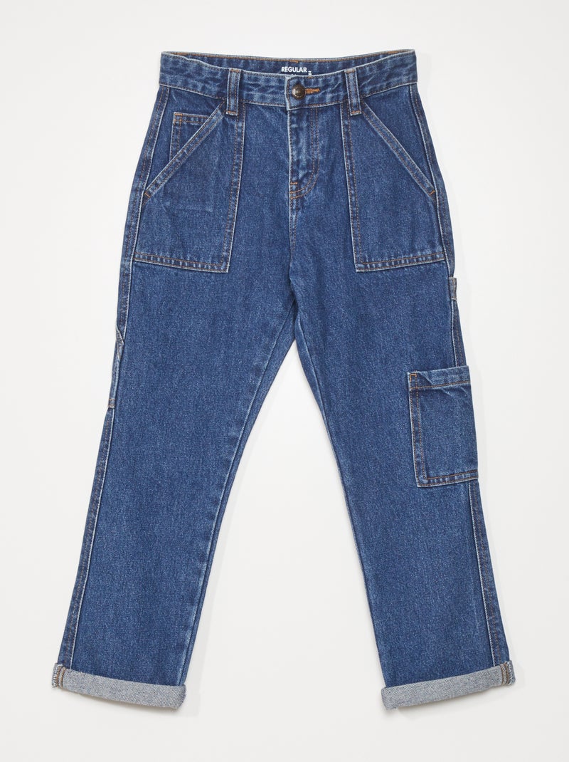 Vaquero regular con bolsillos en los laterales AZUL - Kiabi