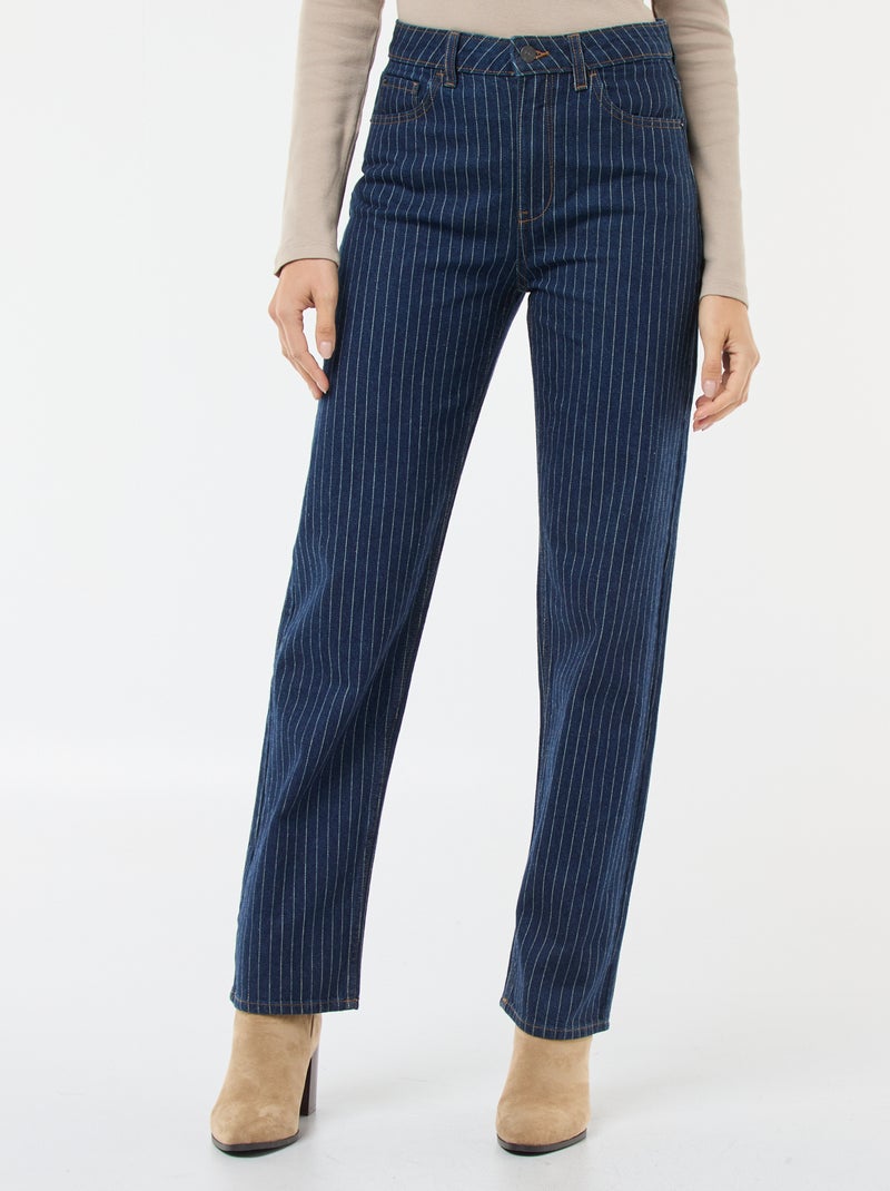 Vaquero regular con líneas de algodón Azul - Kiabi