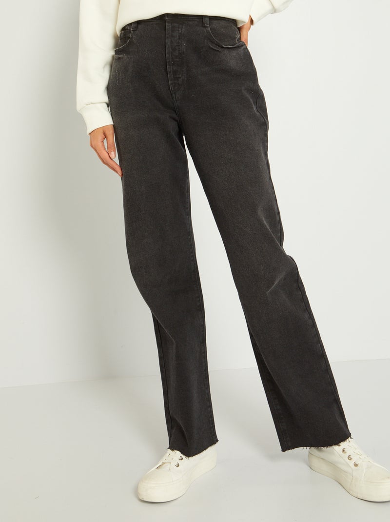 Vaquero regular de talle alto NEGRO - Kiabi