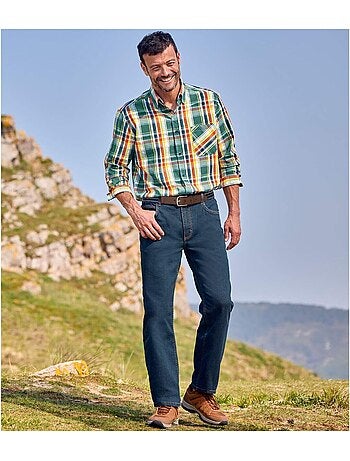 Vaquero corte recto de denim stretch con cinturilla semielástica