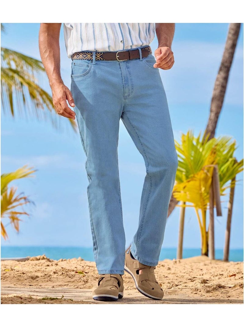 Vaquero regular stretch de algodón Azul claro - Kiabi