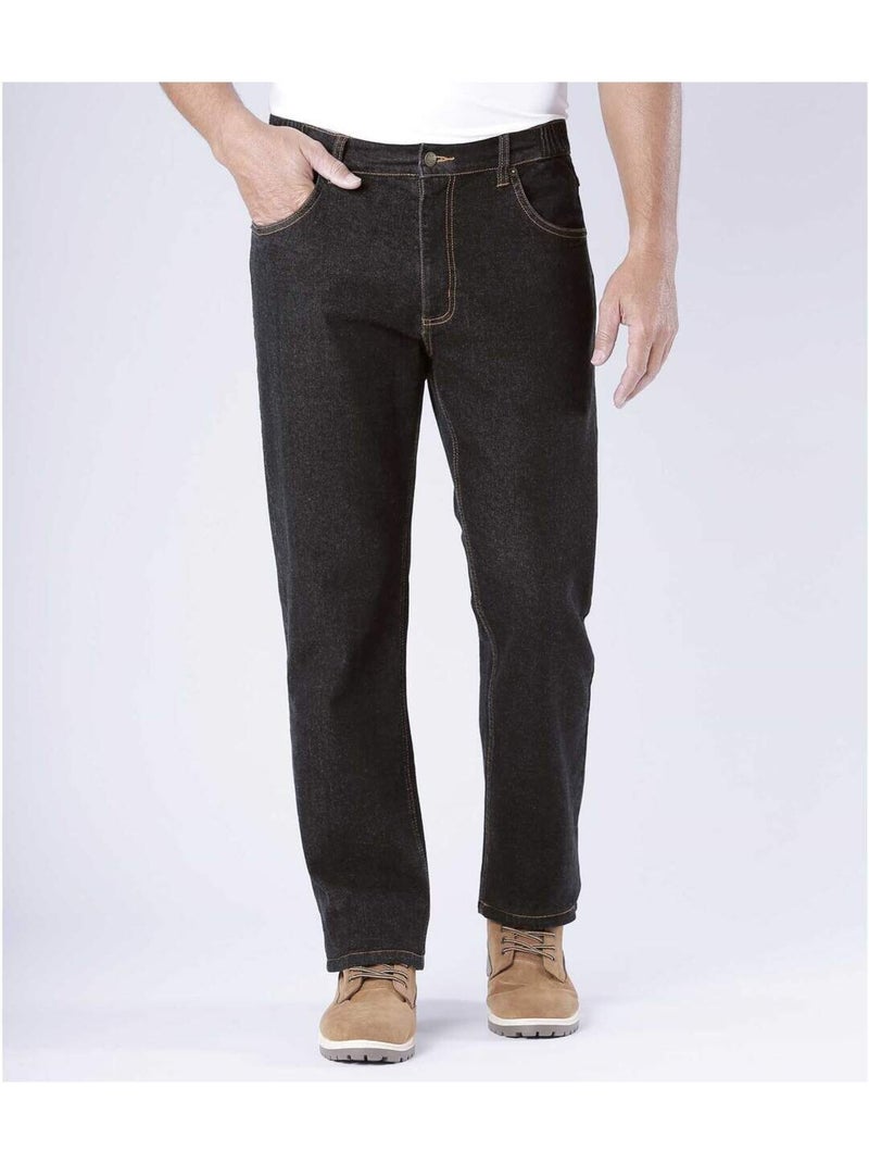 Vaquero regular stretch de denim con cinturilla confort Negro - Kiabi